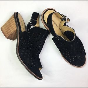 Black Leather Chunky Mini Heels